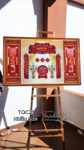 Khung tranh Kính nhớ tổ tiên tranh đức lưu quang treo tường Tranh thờ Tranh treo tường phòng thờ tráng gương TQC21