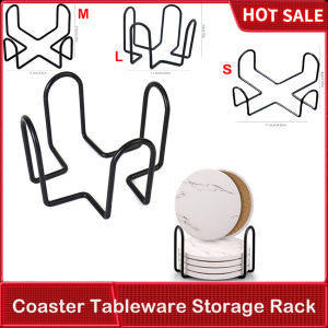 Coaster Holder For Both Round And Square Coasters Decorative Wrought Iron Coaster Holder Storage Rack Kitchen Tabletop Organizer Kitchen Cutlery Storage Rack Plate and Bowl Storage Rack