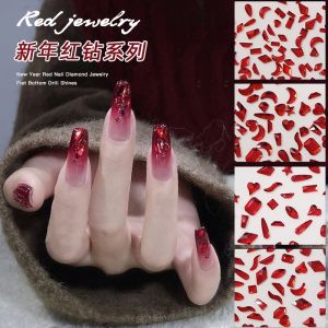 New 2024 Sparkling Red Diamond Nail Decorations Flat Bottom Assorted Shapes Nail Art Tools Chinese Brand Beauty Essentials