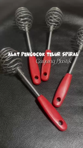 Hallobestie - Alat Pengocok Telur Spiral Gagang Plastik / Pengaduk Telur Adonan Kue / Pengaduk Adonan Serbaguna Stainless / Termurah Terlaris Bisa COD