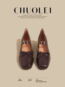 CHUOLEI | Vintage Style Flat Bow Mary Jane Leather Shoes