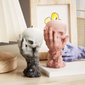 Halloween Skull Candle Silicone Mold Set 1 Piece Handheld Skull Resin Casting Mold DIY Plaster Handmade Artwork Making Tools