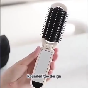 Folding Comb Portable Air Cushion Mirror Comb with Bow Anti-Static All-in-one Removable Hairbrush Comb