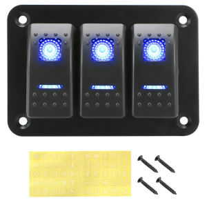 Bảng Điều Khiển Công Tắc 3 Gang Với Đèn Báo Quá Tải Bật/tắt DC 12V/24V Cho Ô Tô Xe Tải Tàu Thuyền - Bộ Ngắt Mạch Có Nhãn Dán Biểu Tượng