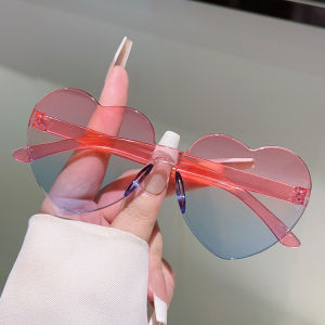 1/7 Pcs Rimless Heart Shaped Kids Sunglasses New Gradient Multi-color Children Sun Glasses Ins Stylish Design Cute Decor Shades