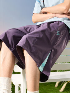 American Vintage Multicolor Embroidery Mens Shorts Thin Cool Dry