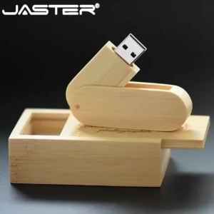 jaster | JASTER Wooden USB Flash Drive 128GB Rotatable Pen Drive 64GB Creative Business Gift Memory Stick Bamboo Pendrive 32GB 16GB 8GB