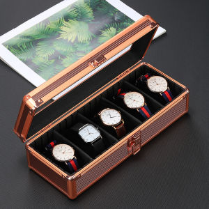 UOSU | New Trendy Exquisite 5-Slot High-End Aluminum Alloy Watch Box And Watch Storage Box Internal Interval Watch Storage Display Box