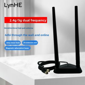 Lynhe | 2.4G 5G Dual-Band 6DBi Omnidirectional High-Gain Magnetic Base Antenna WiFi Adapter