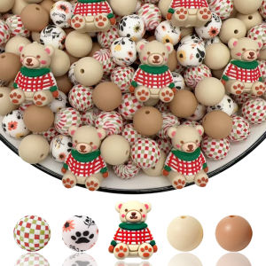 6/25PCS Christmas animal series silicone bead set perfect for DIY handmade crafts such as keychains necklaces bracelets etc