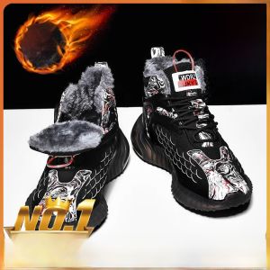 Lucky Year Mens High Top Snow Boots Warm Thickened Sports Fashionable Fleece Lined Red Color Spring Shoes for Teenagers