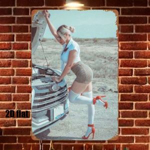 CIFbuy | Vintage 1950s Metal Wall Art Retro Car Poster 8x12