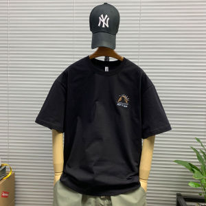 Summer New round Neck Casual Loose Mens T-shirt Pure Cotton Short Sleeve Fashionable Youthful Basic Style Letter Pattern