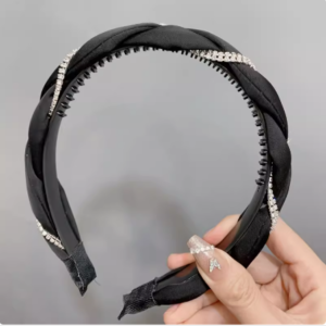 Elegant Black Beaded Bracelet Original Design Spring Summer Shiny Sequin Woven Hairband Retro Atmosphere Fashionable Accessories