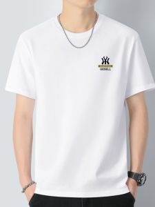 Trendy Short Sleeve Cotton T-Shirt Mens Summer New Style Pure Cotton round Neck Half Sleeve Casual Cool Feeling Body Shirt