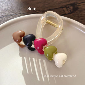 กิ๊บติดผมรูปหัวใจสีสันสดใส น่ารัก หวาน พู่กิ๊บติดผมรูปฉลาม ใหม่ 2025 สำหรับผมหลังหัว ตกแต่งผม ประดับผม แฟชั่น