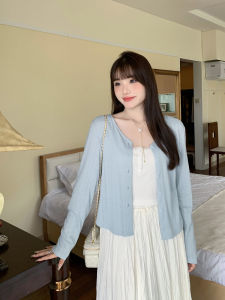 Zhou Chubby plus Size Temperament V Neck Cardigan Sun Protection Shirt Plus Size Ladies Large Size Gentle Pure Color All-Matching Slimming Coat Women