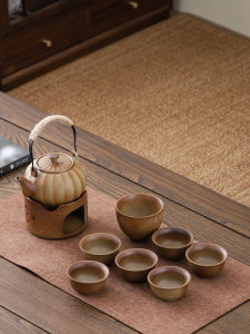 CHALIANCI | Ceramic Imitation Charcoal Fired Set Pumpkin Teapot Gongfu Tea Set