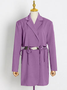 Áo Khoác Âu Phục Khoét Lỗ Tách Biệt Dành Cho Số Ít Người Âu Phục Cỡ Lớn Rộng Rãi Mặc Hai Kiểu Hở Eo Hở Eo Tua Rua Mùa Thu Cho Nữ