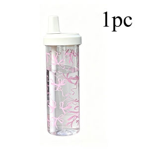 1/2pc 750ml Pink Bow Printed Water Cup Portable Large Capacity Tumbler Water Bottle with Straw Lid Girly Attractive Drinking Cup