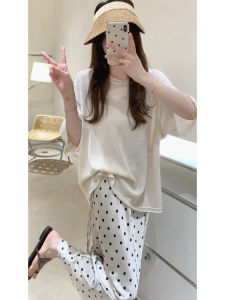 YUEZHONGWEI | Loose Fit Ice Silk Linen Knitted Short Sleeve T-Shirt Women Summer Casual Round Neck Top Comfortable Breathable Korean Style