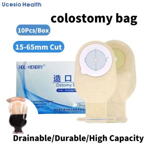 Ucesio 10Pcs ostomy Bags One-piece System Drainable Colostomy Bag 70mm with Clips Carbon Filter Stoma Bag Pouch Ileostomy Disposable Stool Bag