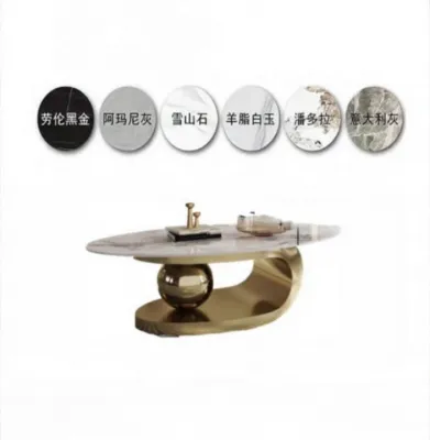 MUHUASHA | Luxurious Modern Small Living Room Italian Designer Elliptical Coffee Table