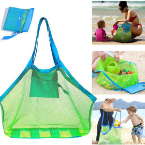 Large Mesh Multicolor Beach Bag Sand Proof Foldable Portable Tote with Pool Beach Travel Breathable Foldable Storage For Toys ﻿