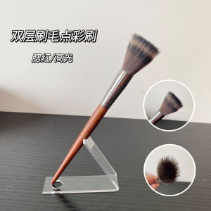 Medium Size Double Layer Brush for Blush Highlighting And Coloring Long Handle Makeup Brush Fiber Hair from China for All Skin Types