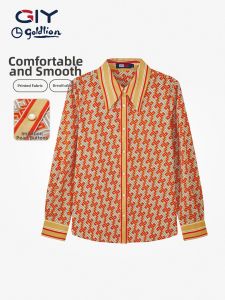 GYgoldlion | Retro Geometric Print Summer New Style Turn-down Collar Blouse