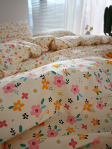 Sumu Warm Floral Fall and Winter Pure Cotton Bed Sheet One-Piece 100 Cotton Twill Encryption Quilt 1.21.51.8 M