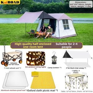 Quick Setup Two-in-One Extra Large Outdoor Camping Tent with Sun Protection