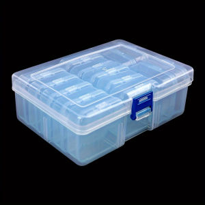 The 14-piece modular transparent storage box set crafted from high-transparency plastic material serves as a dedicated storage