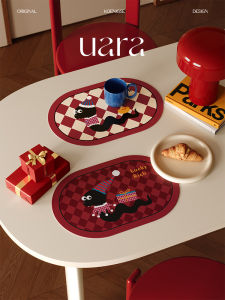 UARA New 2025 Dining Mat Waterproof Oil Proof Heat Resistant Red Color Modern Simple Style Tabletop Mat for New Year