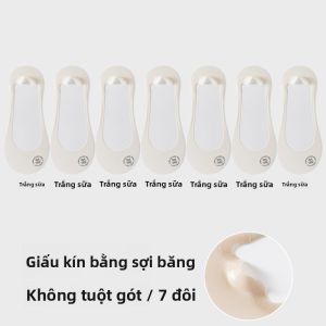 MiiOW | Tất thuyền cotton mỏng mùa hè cho nữ Tất mỏng vô hình bằng lụa băng chống trượt Tất cao gót không lộ Tất thuyền cotton thoáng khí
