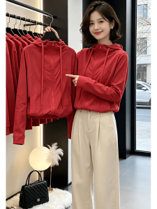 Shalldoer | Hooded UV Protective Lightweight Trendy Red Jacket