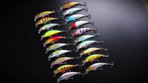 AKAKUMA | 20PCS 4.5cm/5g Sinking Minnow Lure 3D Eyes Laser Trolling Fishing Lure Buzz Bait Lure SwimBait 20 Colors With 2 Treble Hook