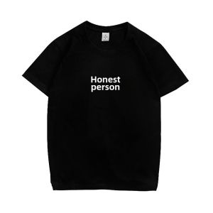 Chinese Fad Funny Text Honest Short Sleeve T-Shirt Loose Half-Sleeved T-shirt Pure Cotton round Neck Men and Women T 2024 New Arrival