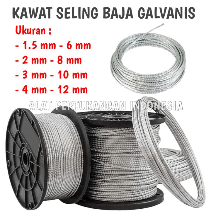 Kawat Seling Baja Galvanis 6 mm Tali Sling Wire Rope 6mm | Lazada Indonesia