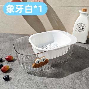 Double Layer Home Use Snack Box Fruit Tray Living Room Candy Basket Draining Basket Fruit Dish Storage Box Simple Style PP Material