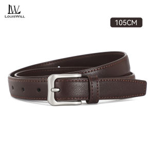 LouisWill Fashion Women Belts Retro Belt Elegant Slim Belt Soft Second-layer Cow Leather Belt Adjustable Girls Ladies Long Straps Waistbands Dress Coat Alloy Buckle Leisure Belt
