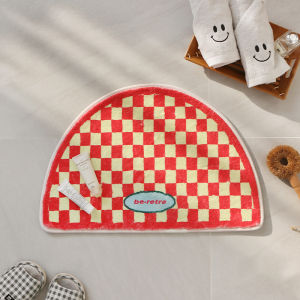 VIKAMA Summer Checkerboard Bathroom Absorbent Anti-slip Floor Mat Bathroom Mat Door Mat Bedroom Carpet Home Decoration