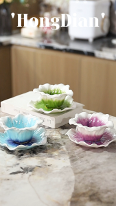 Faux magnolia ceramic bowls and dishesCeramic Underglaze colorhand-painted tableware hand-mademagnolia 6-inch bowl and 7-inch snackplate Instant noodle bowlcereal bowl and soup bowl with saucer dinnerware Tumblers SetFading-resistant ceramic tableware.