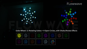 Flowwave 280W Disco Light Party Light Moving Head Beam Light 24 Prism 14 Gobo 11 Color Sound Activated with Rainbow Effect Ring