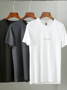 Mens Summer Ice Silk Short Sleeve T-Shirt Elastic Sportswear Breathable Fashion City Style round Neck T23351 Casual Top