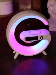 ลําโพงบลูทูธ G63 15W LED บรรยากาศ RGB Wireless Charger โคมไฟที่ตั้งโต๊ะ โคมไฟลำโพงสมาร์ท โดยความละเอียดเพียง 22cm x 12cm x 5.5cm