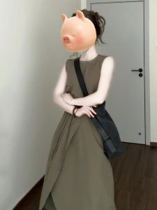 Y6Y | Váy vest không tay kiểu Pháp cho nữ mùa hè 2025 Váy dài không đều eo cao đẹp đẽ Váy chữ A thường ngày váy dự tiệc váy dự tiệc