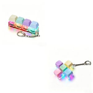 Aitemay Đồ chơi móc khóa Giảm Căng Thẳng Bộ phím Bàn phím 4/5/9 với đèn RGB mũ phím Macaron có thể tháo rời tiện ích Relief bấm ngón tay tự làm tiện dụng cho trẻ em và người lớn