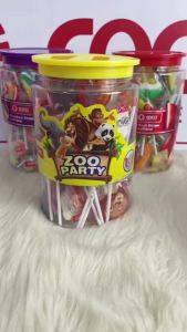 COCO Zoo Party Animal Shape Lollipop Jar 30pcs Assorted Fruity Candy for Kids Party Birthday Giveaway Sweet Treat