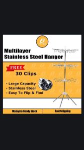 7star Multilayer Stainless Steel Foldable Hanger Baby Clothes Hanger Drying Rack 30 clips 30 Hanging Rods